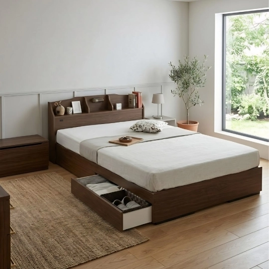 Giường ngủ đơn 1M2 nhỏ gọn hiện đại - Ảnh 2